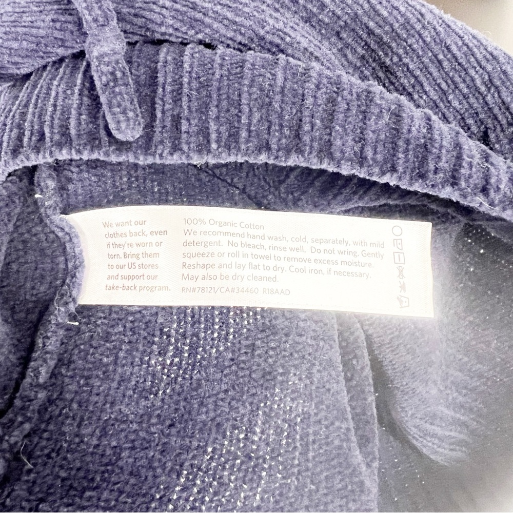 Eileen Fisher Navy Blue Organic Cotton Cropped Hoodie Sweater Size Large - Picture 6 of 6